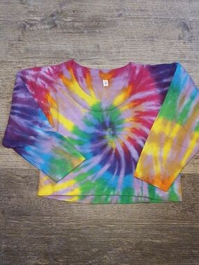 Kids Size 4 Multicolor Cropped Tie-Dye Long Sleeve Tee